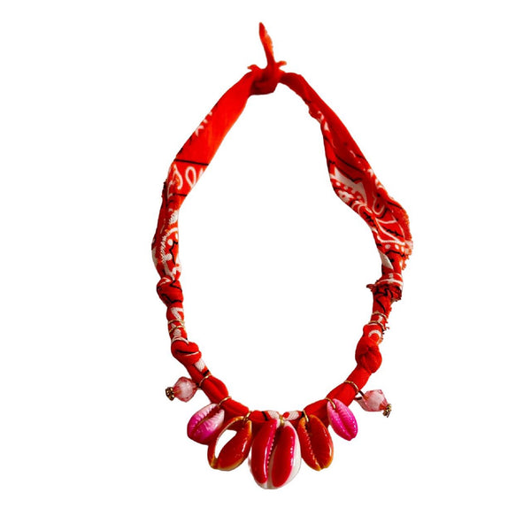 Bandana Necklace <br/> Dark Orange <br/> Multi Shell