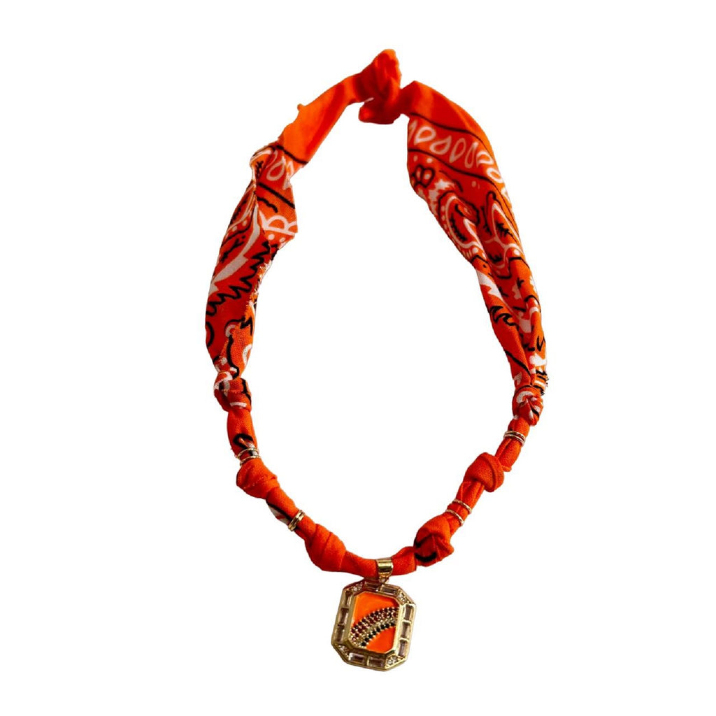 Bandana Necklace <br/> Orange <br/> Square Medal Rainbow