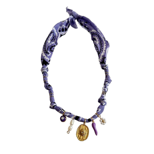 Bandana Necklace <br/> Light Purple <br/> Medal Sunrays