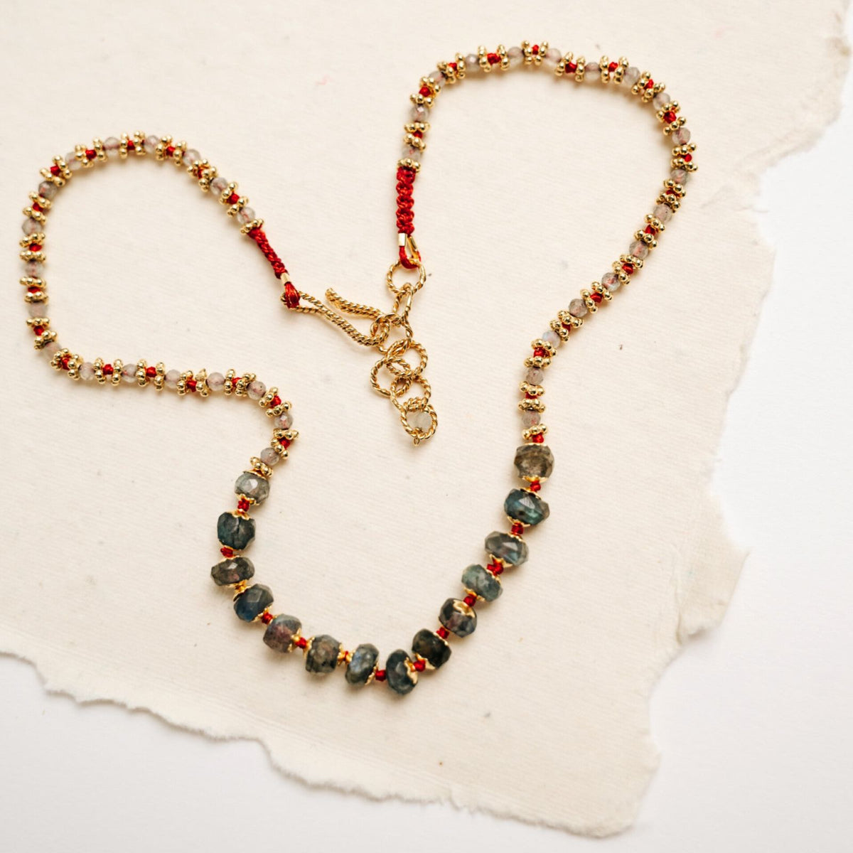 Risha Necklace <br/> Labradorite Red Cord