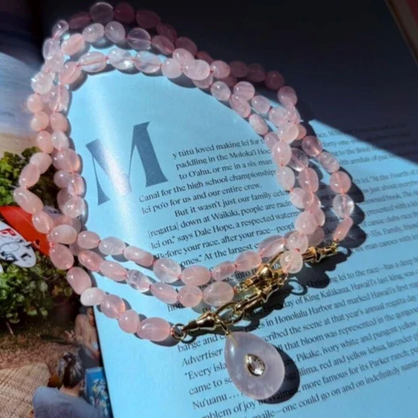 Lena Necklace <br/> Rose Quartz (75cm)
