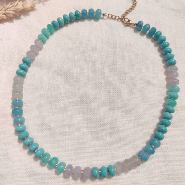 Necklace <br/> Blue <br/ Golden Stones