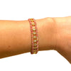 Beaded Stone <br/> Link Bracelet <br/> w/ Oval Rhinestones D