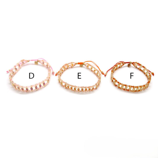 Double-Strand Beaded Bracelet <br/> w/ Oval Rhinestones D