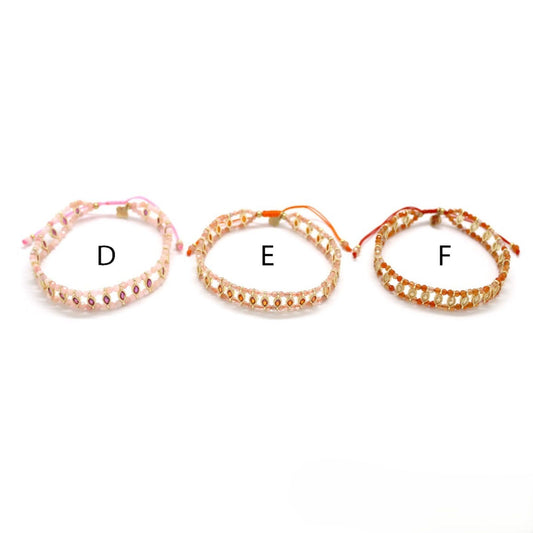 Double-Strand Beaded Bracelet <br/> w/ Oval Rhinestones E