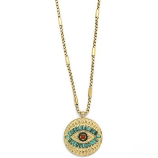 Venetian Eye Sequin <br/> Chain Necklace Green