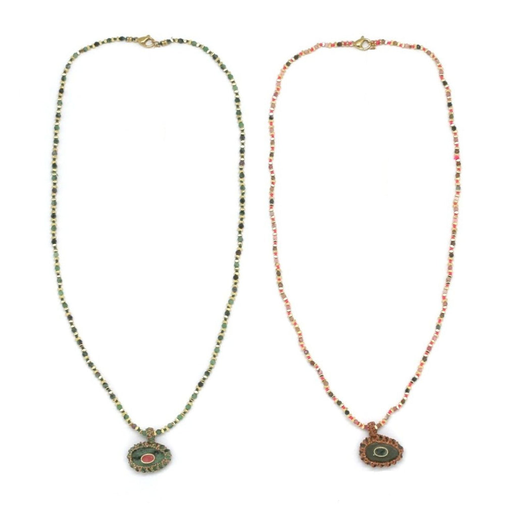 Braided & Oval <br/>Teardrop Beaded <br/> Wire Necklace Rock A