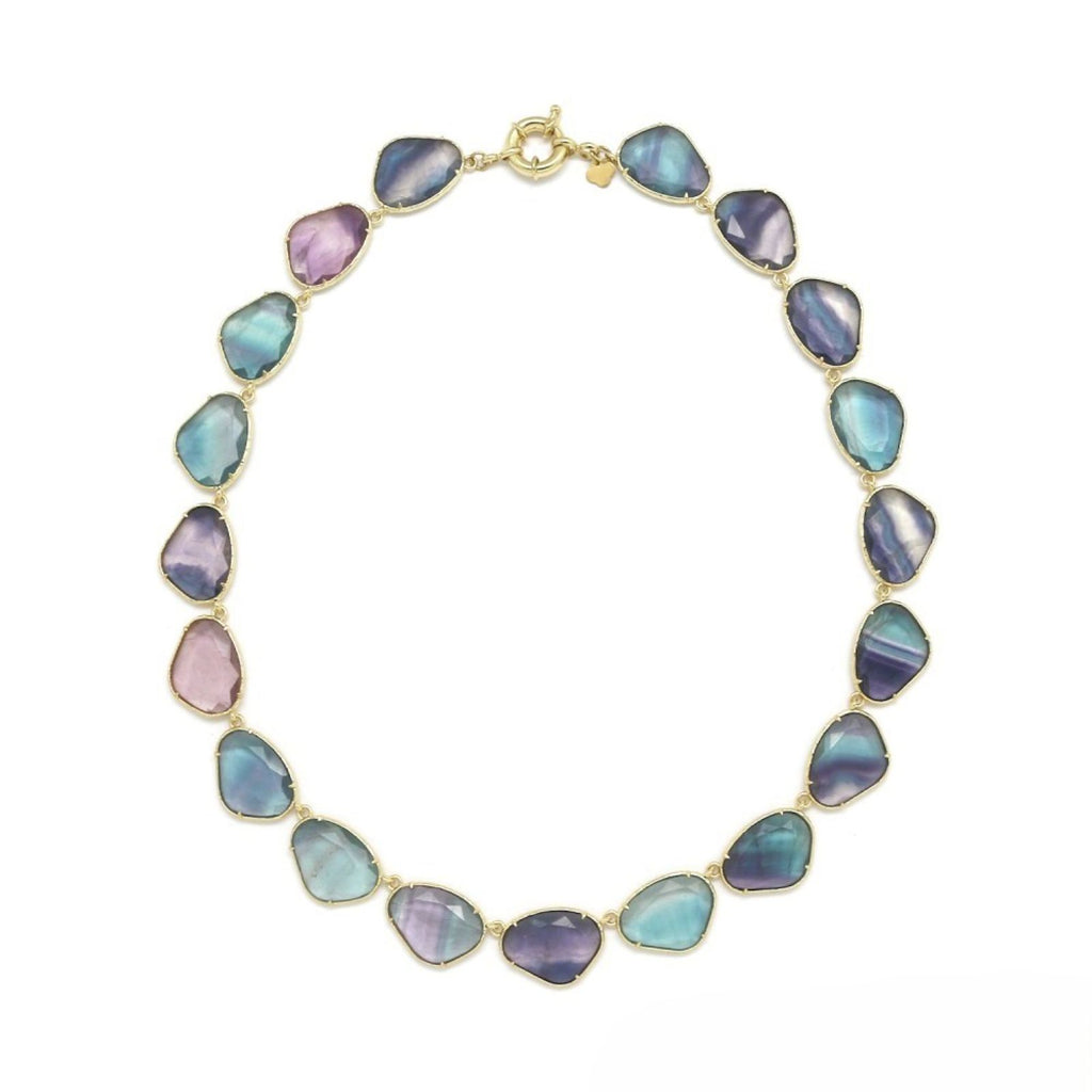 Buoy Clasp Necklace <br/> w/ Rounded Triangle <br/> Stones Fluorine