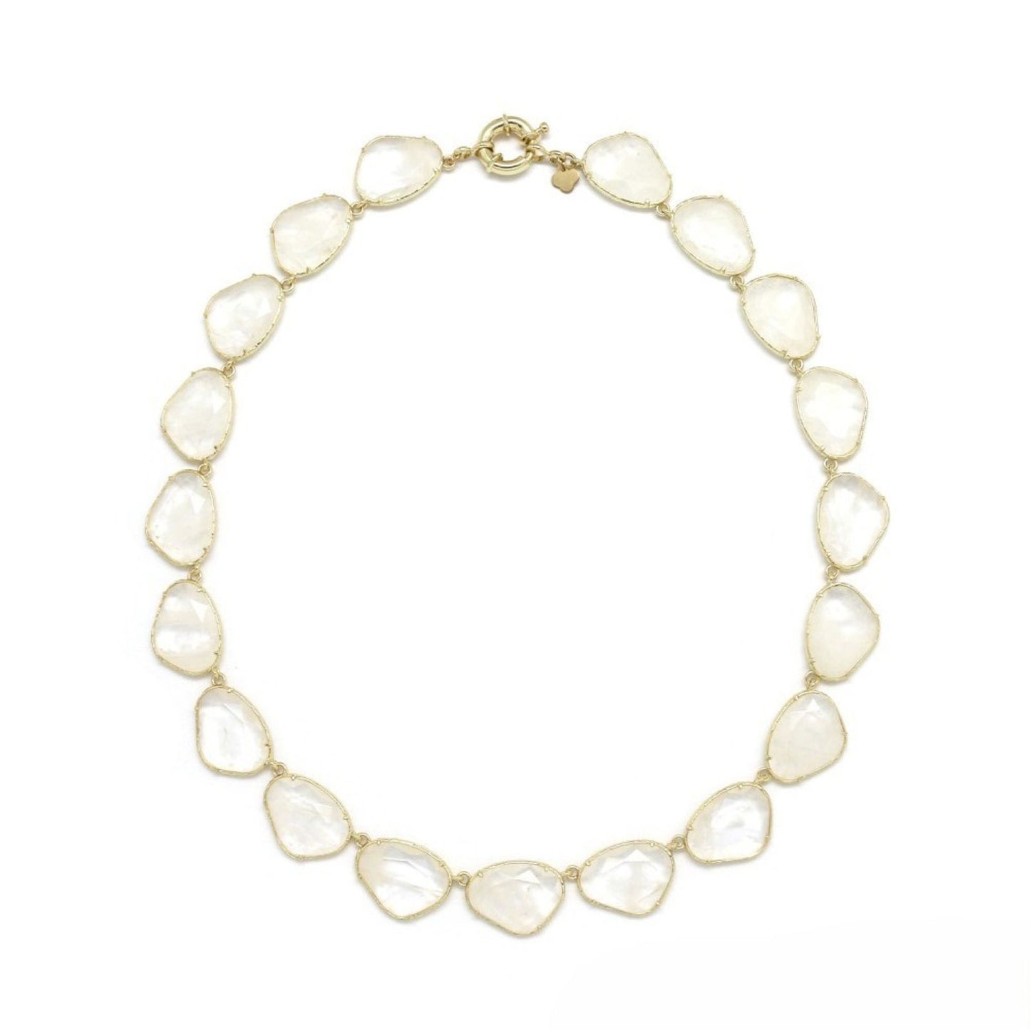 Oval Stone <br/> Buoy Clasp Necklace <br/> Rock Crystal