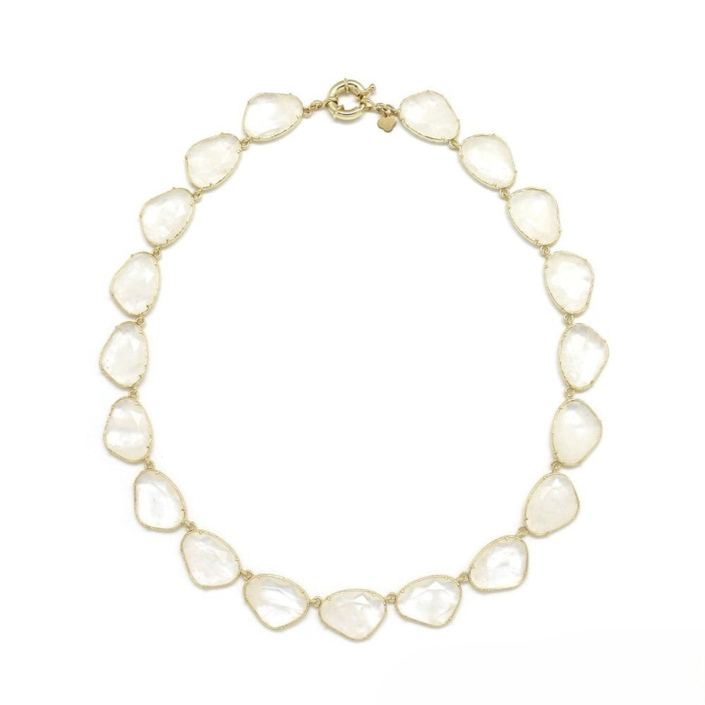 Oval Stone <br/> Buoy Clasp Necklace <br/> Rock Crystal