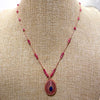 Beaded <br/> Wire Necklace <br/> with Oval Pendant - A