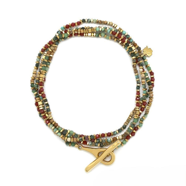 Necklace/Bracelet <br/>with Oval T-Bar Clasp <br/> Multistone