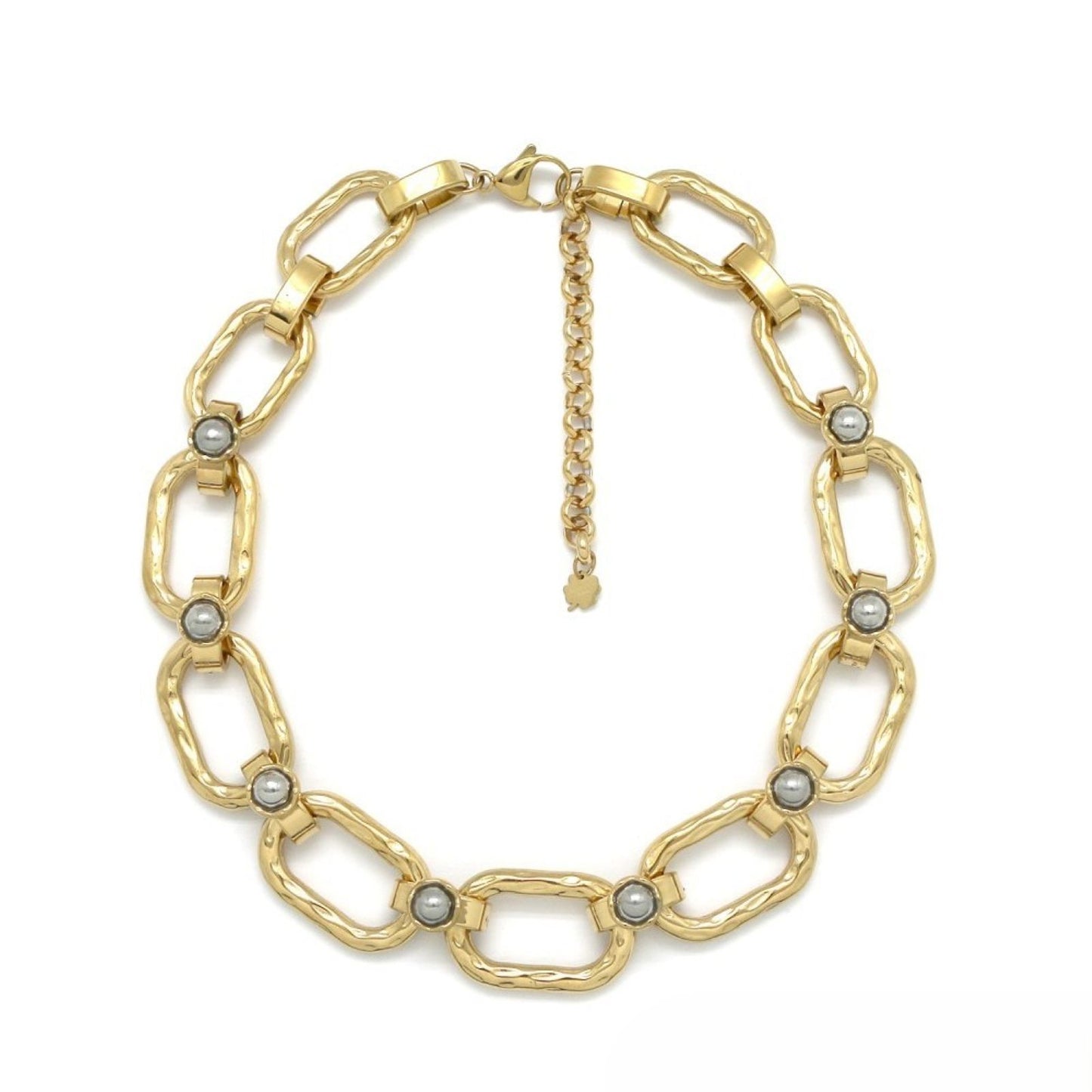 Gold Hematite <br/> Rectangle Link Chain Necklace