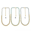 Pearl Necklace <br/> with Golden Lines and Stones - C