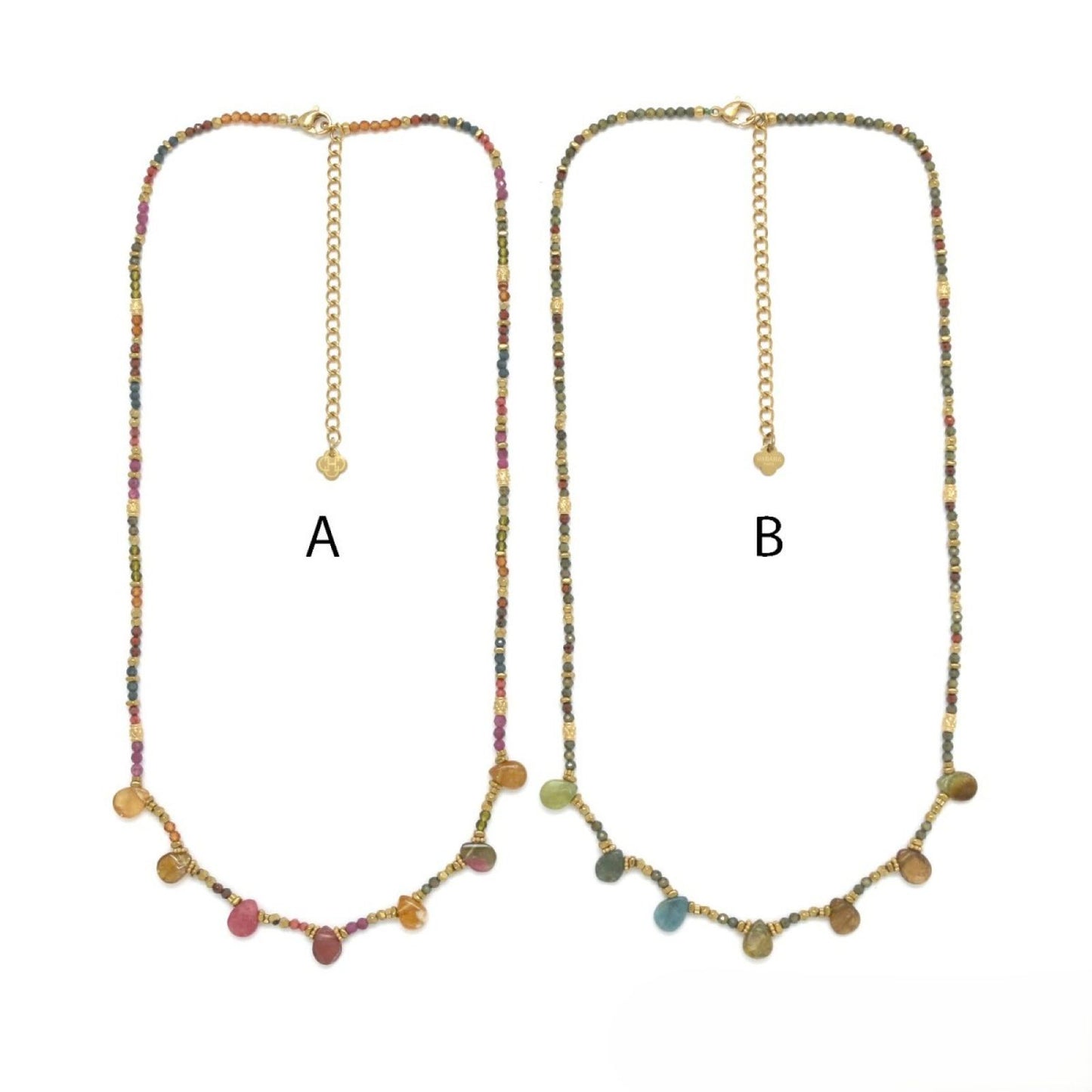 7-Drop Multi-Stone Necklace - A