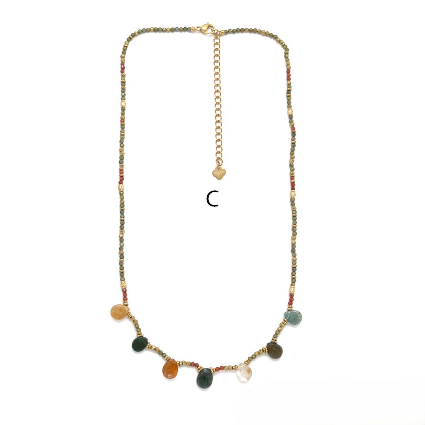 7-drop Multi-Stone Necklace C