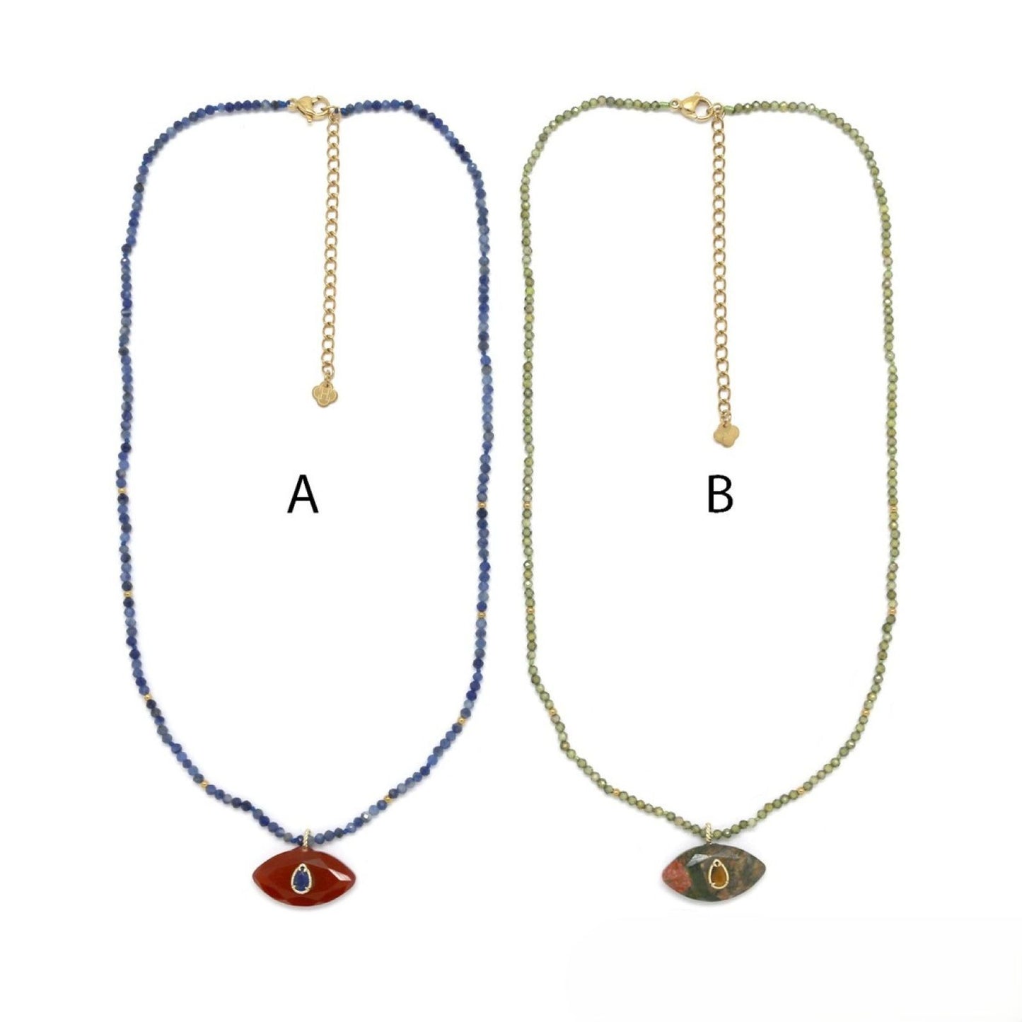 Lapis Lazuli/Zircon <br/> Eye Pendant Necklace A