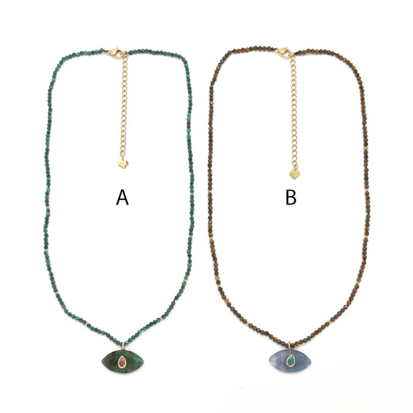 Malachite/Tiger Eye <br/> Pendant Necklace Ruby Zoisite A