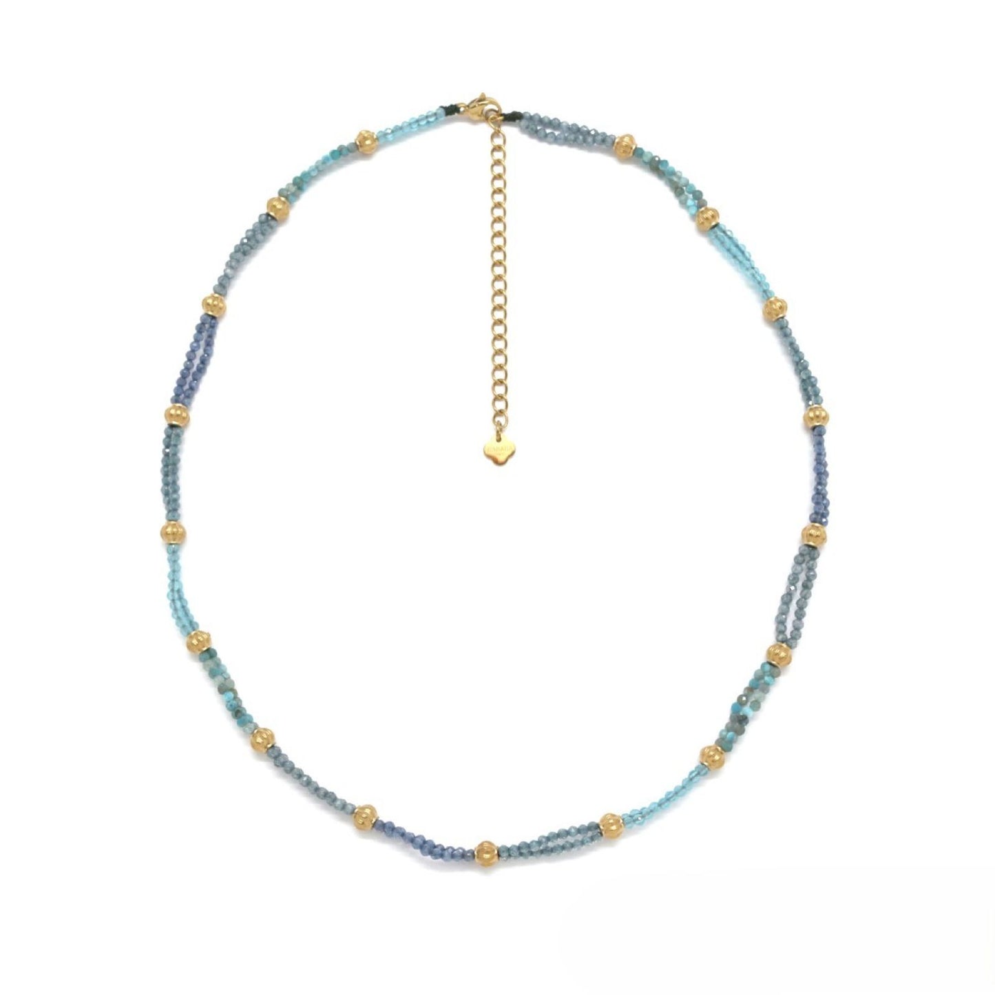Rainbow Beaded <br/> Double-Strand Necklace <br/> Blue