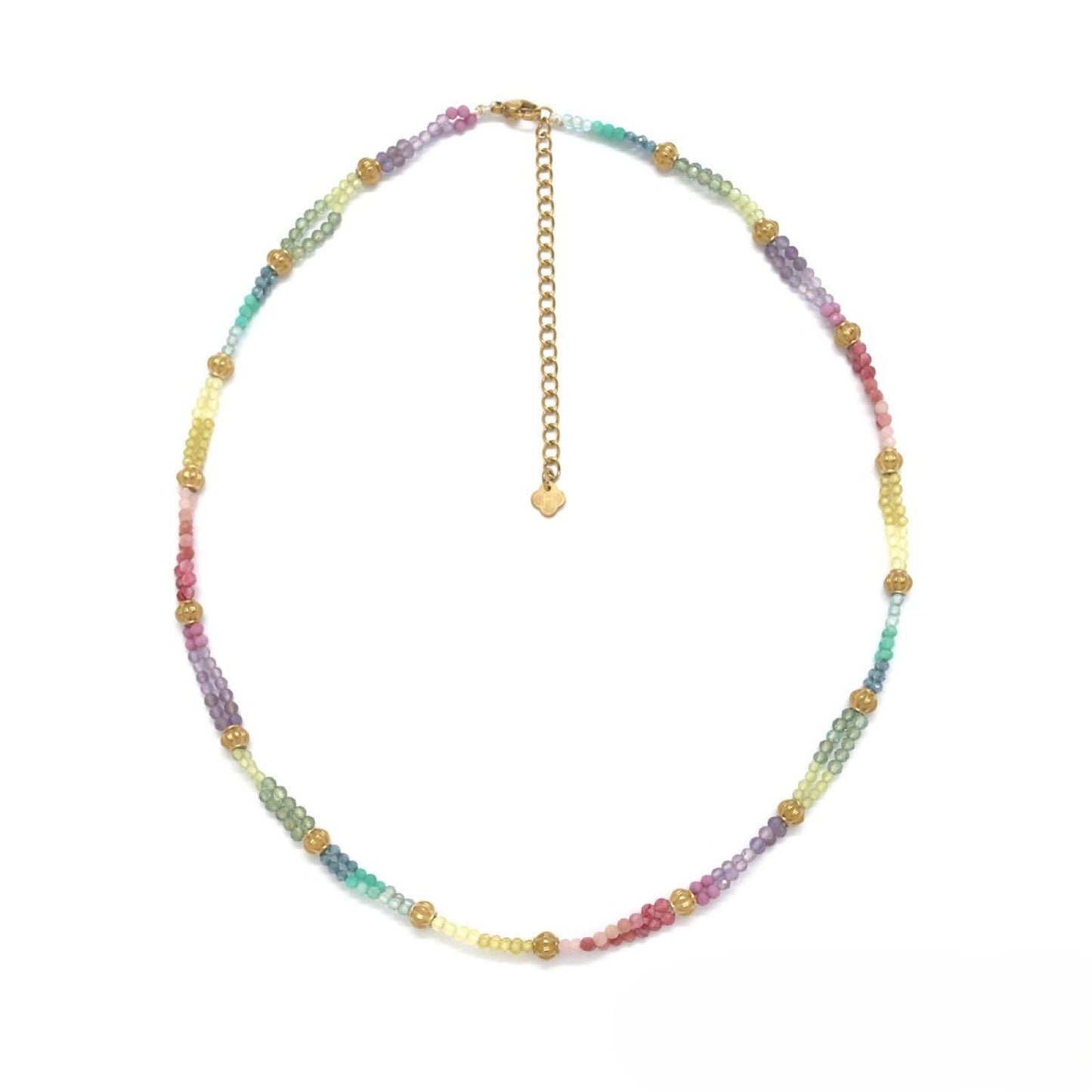 Rainbow Beaded <br/> Double-Strand Necklace <br/> Multistone