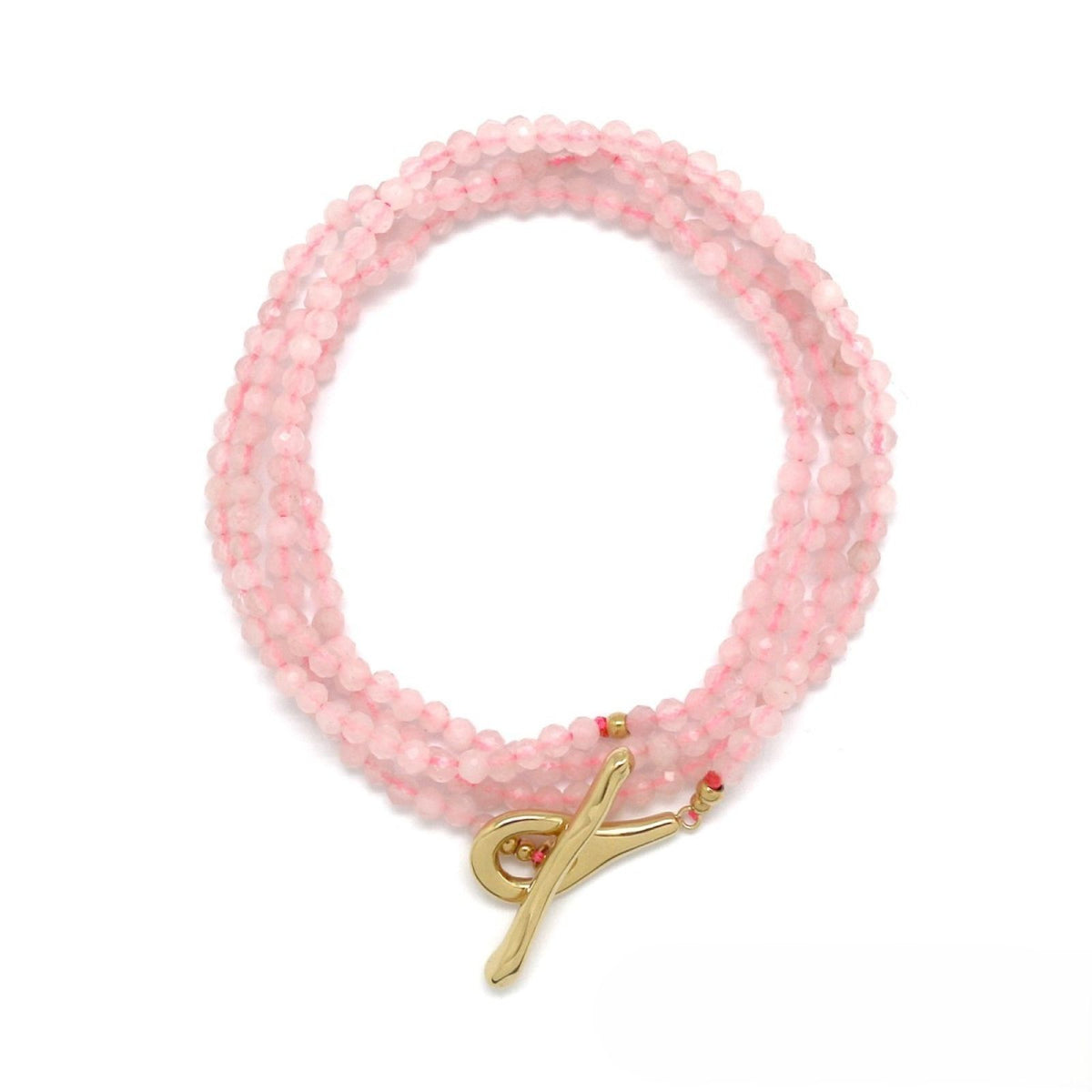 T Clasp Necklace/Bracelet Oval <br/> Pink Quartz 3mm