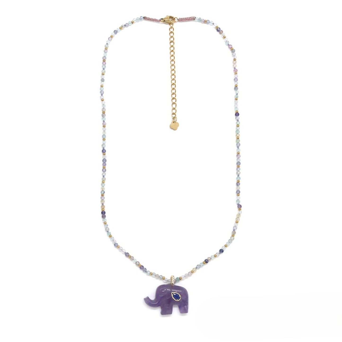 Single Stone Beaded Necklace <br/> w/ Elephant Pendant F