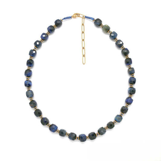 Blue Tiger's Eye <br/> Faceted Cube Necklace