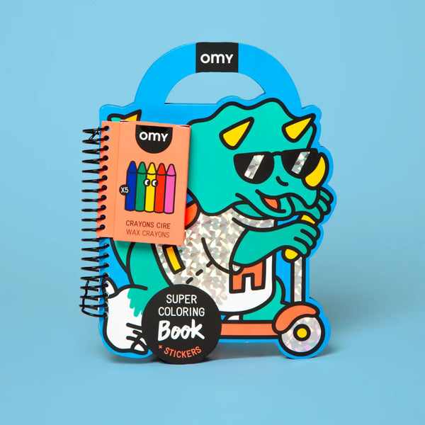 Super <br/> Coloring & Stickers Book <br/> Dino