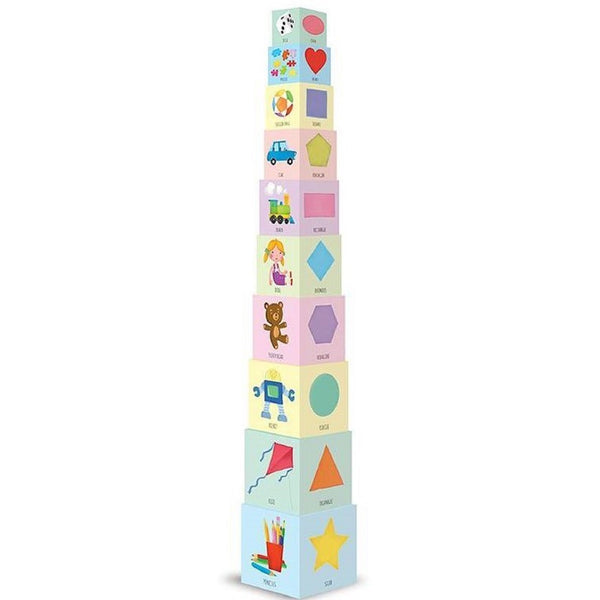 The tower made up of the cubes, which reaches a height of 95 cm