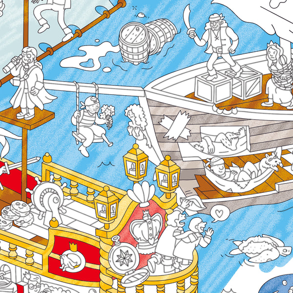 Pirates is everywhere coloring poster.