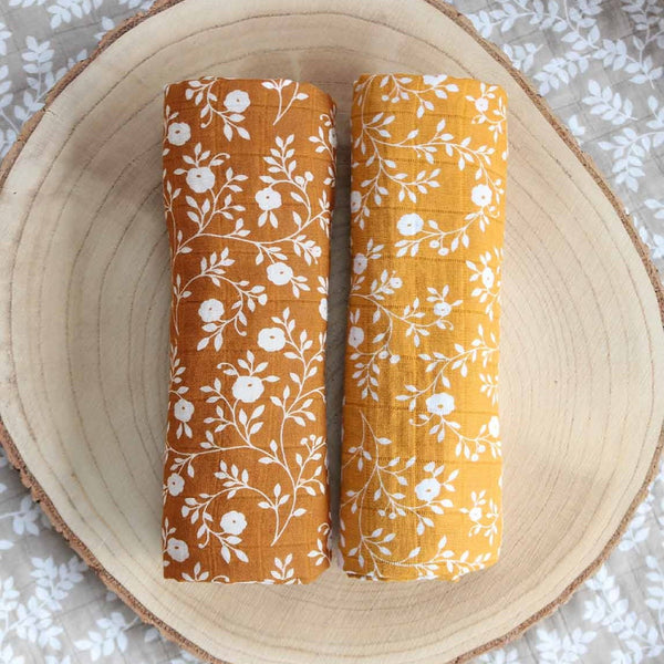 Blossom Caramel Set of 2 Muslin Cloth