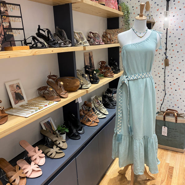 Zara <br/> One Shoulder Dress <br/> Crepon Pistachio Green