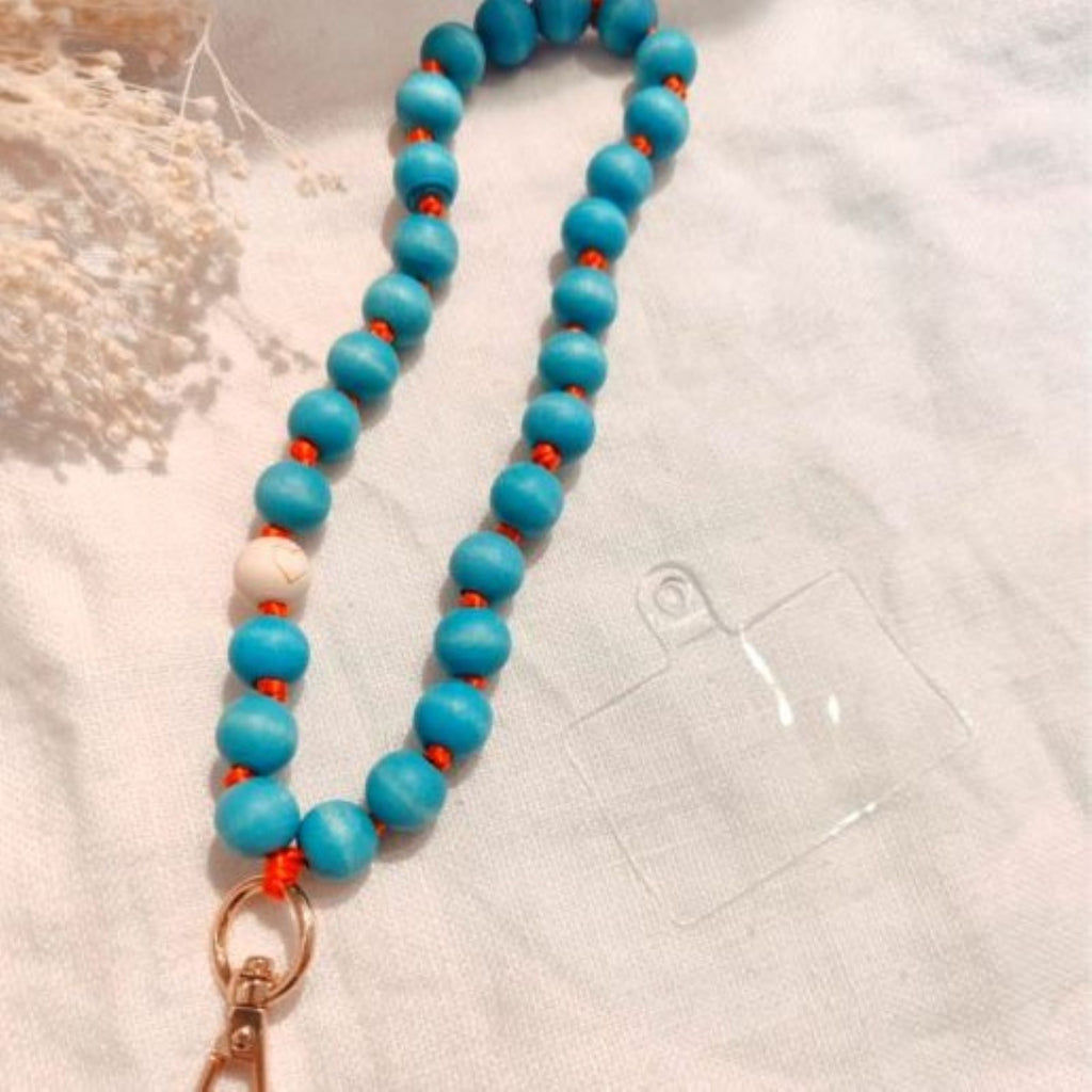 Phone Bracelet <br/> Blue Wooden Ball
