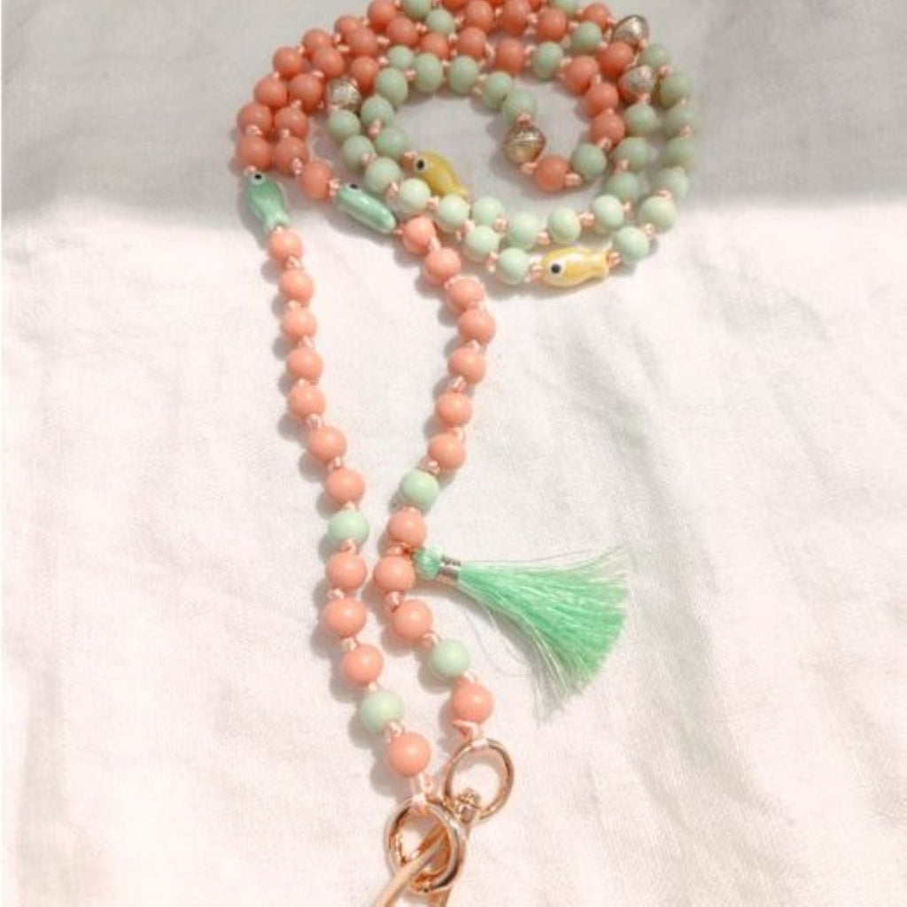 Phone and Bag Strap <br/> Green Rose Beads