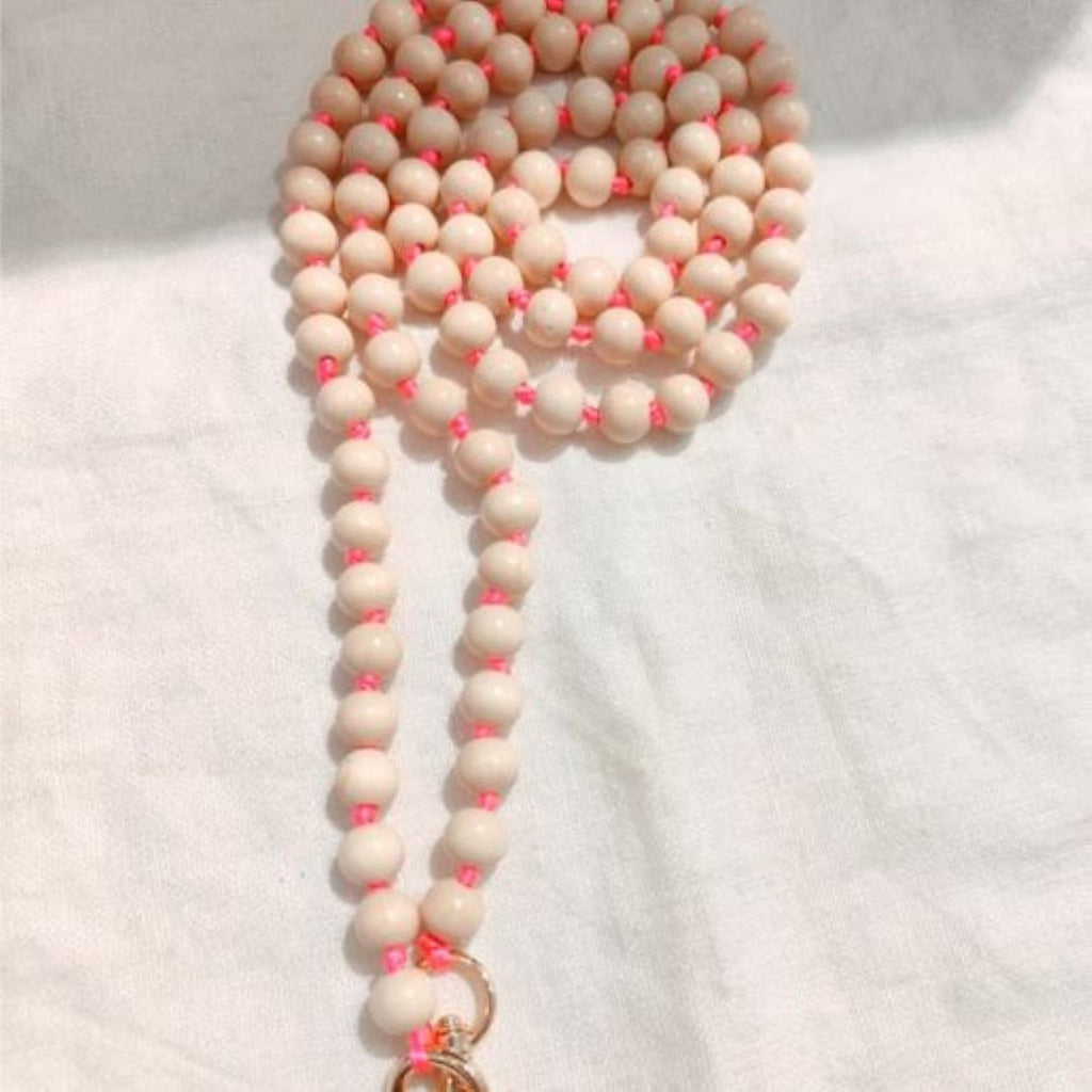 Phone and Bag Strap <br/> Beige Wooden Balls