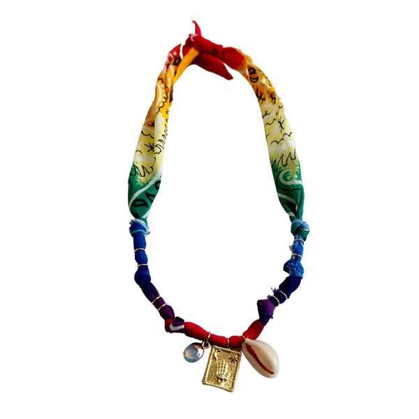 Bandana Necklace <br/> Multicolor <br/> Golden Tarot Medal