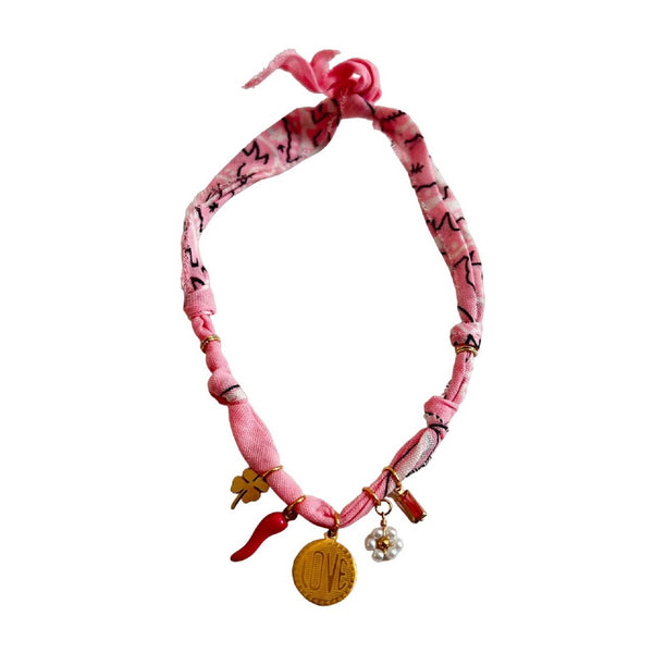 Bandana Necklace <br/> Pink <br/> Love