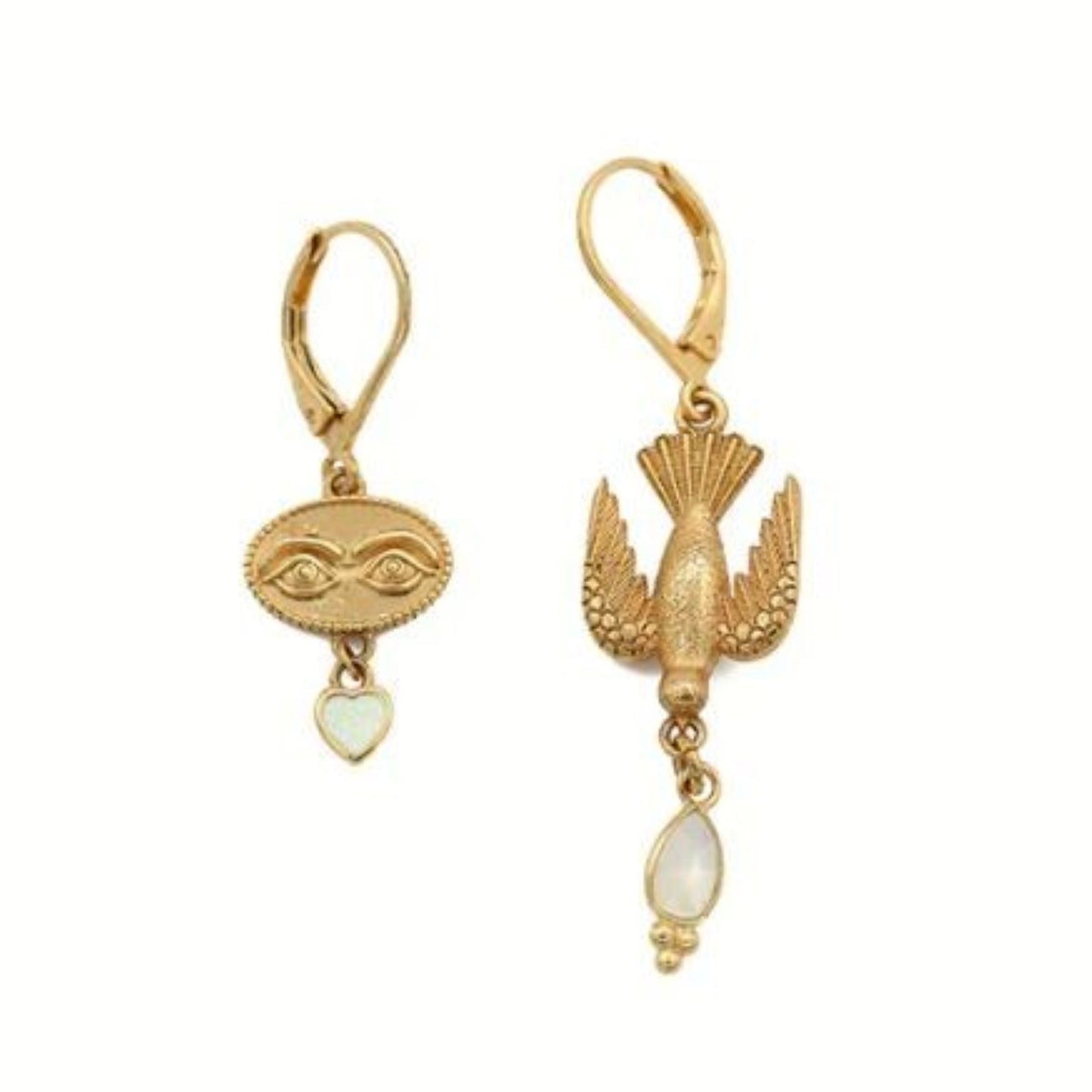 Sacha Asymmetrical Bird Eye Earrings <br/> Nacre