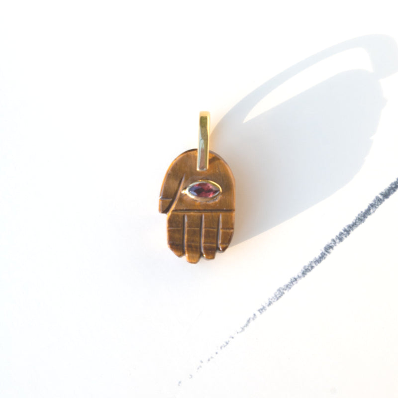 Hamsa Pendant <br/> Tiger Eye