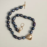 Orissa Heart Necklace <br/> Black Pearl