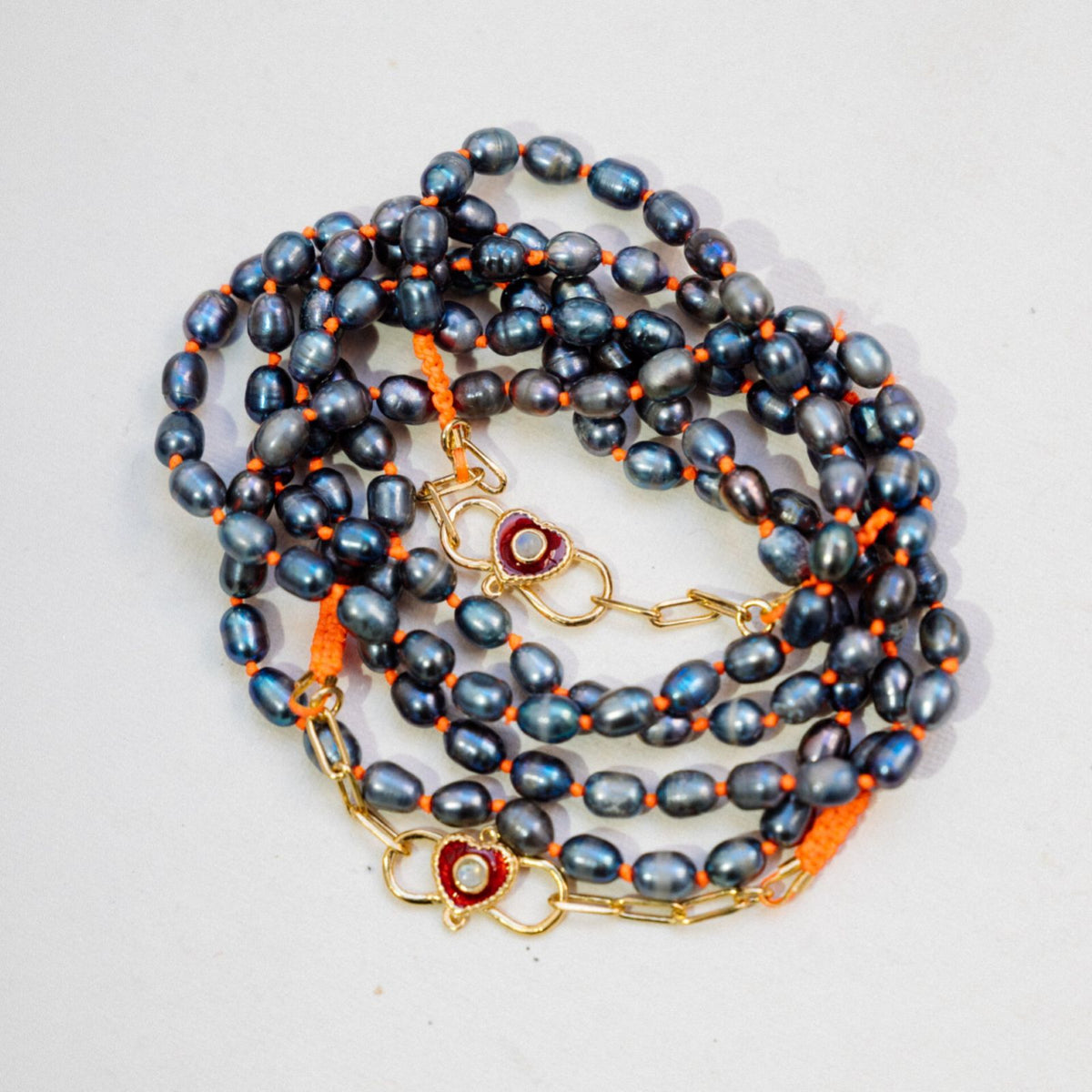 Orissa Neon Necklace & Bracelet <br/> Grey Pearl (34cm)