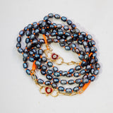 Orissa Neon Necklace & Bracelet <br/> Grey Pearl (34cm)