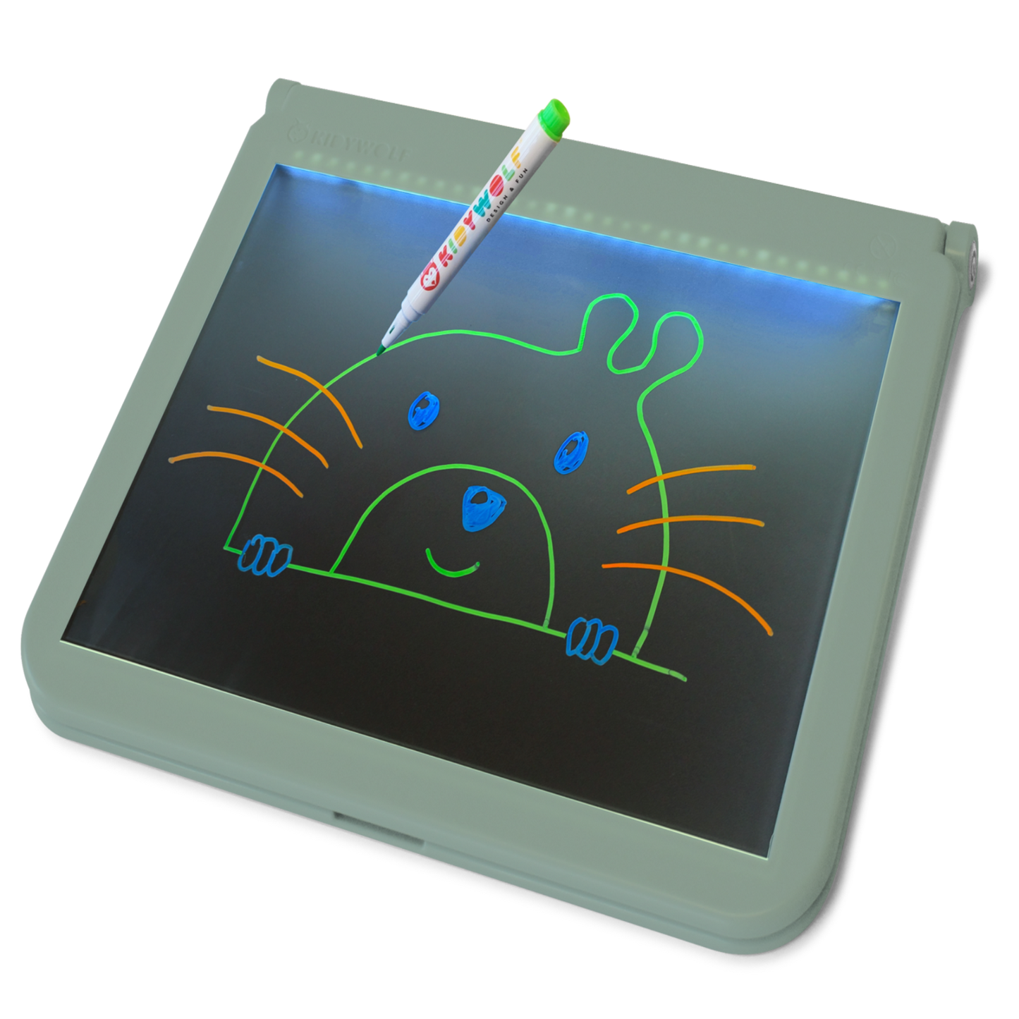Fluorescent Markers <br/> will glow up with the light of the tablet