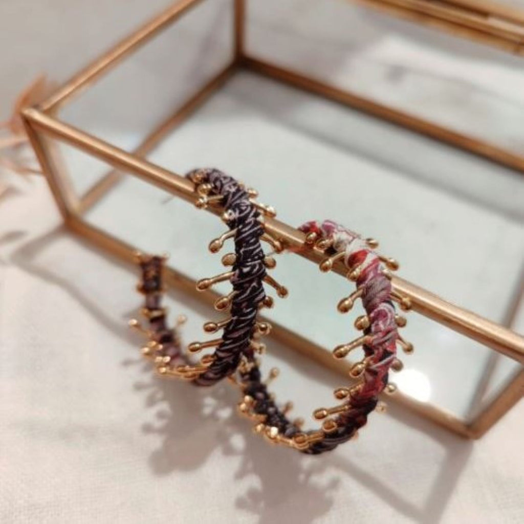 Purple Fabric <br/> Hoop Earring