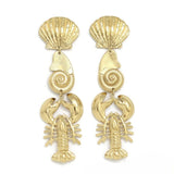 Scallop Shell Earrings <br/> Gold Lobster