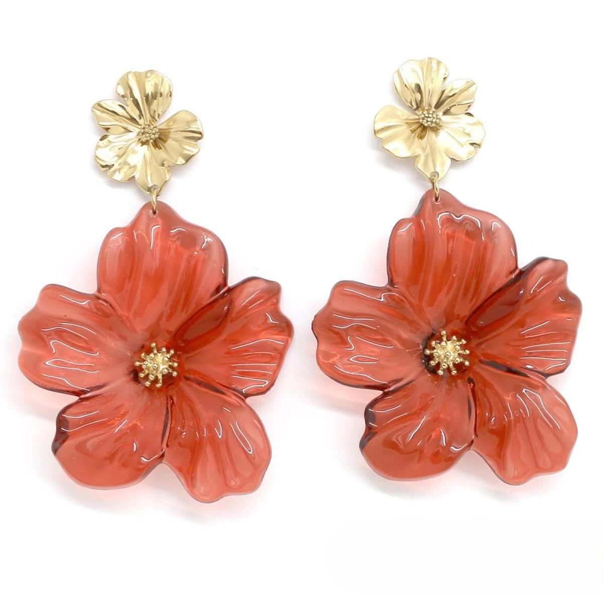 Red Large Flower Earrings