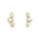 Three-Drop Bezel - Set Earrings <br/> White