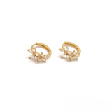 White Rhinestone <br/> 2-Flower Hoop Earrings