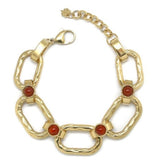 Gold Rectangular <br/> Link Chain Bracelet Carnelian