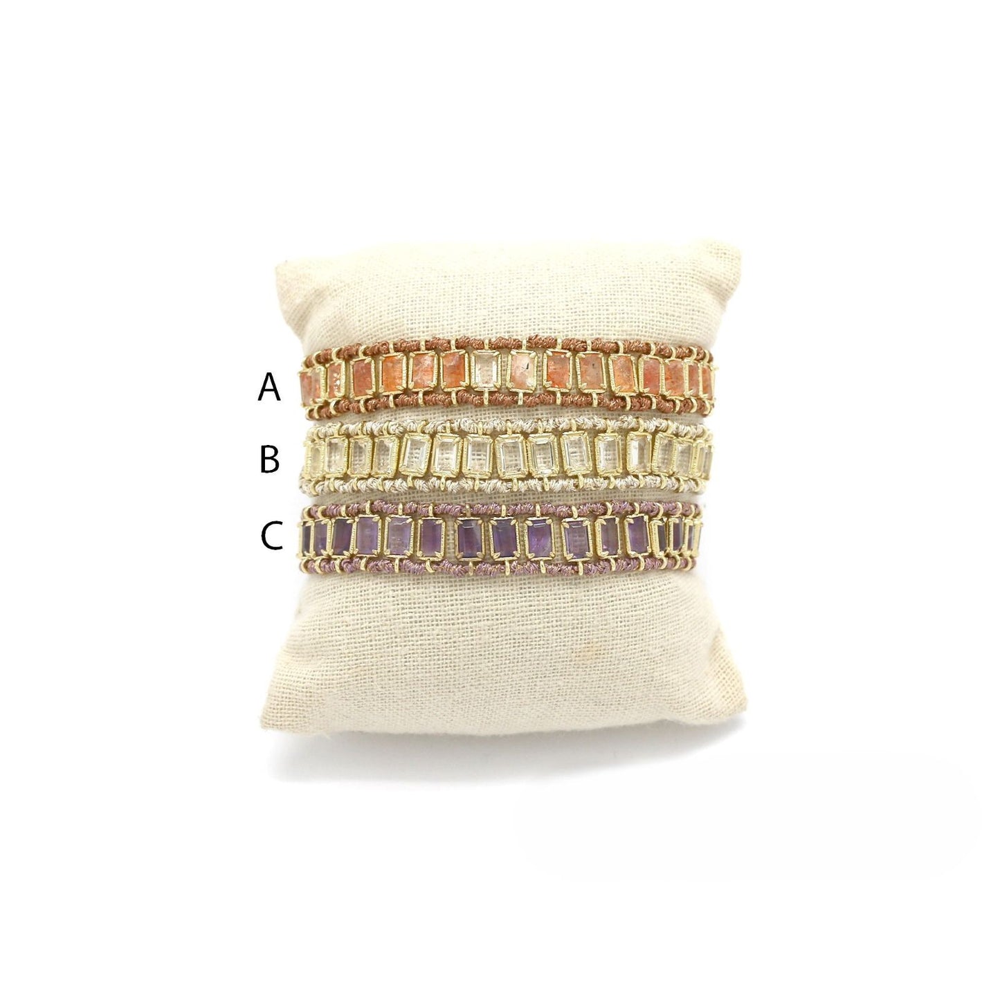 Braided Wire Bracelet <br/> with Rectangular Stones A
